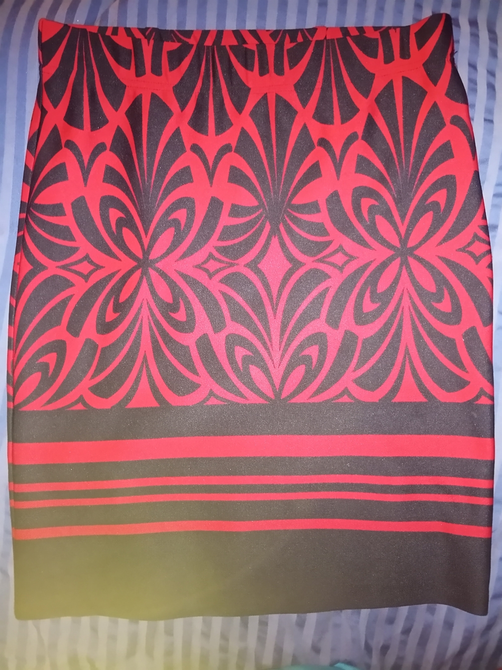 Cato Red and Black Floral-Pattern Swim Coverup Skirt